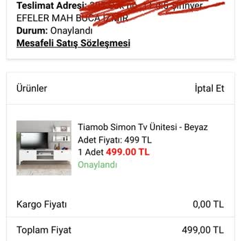 A101'den Alınan Tiamob TV Ünitesi Gelmiyor