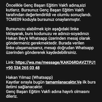Vakıflar Genel Müdürlüğü Vakıf Bursu Kazandınız Mesajı Geldi Ve Bilgilerim İstendi