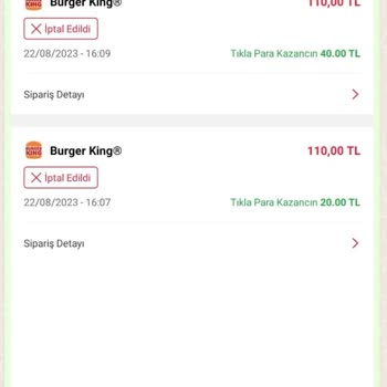 Tıkla Gelsin Burger King Sipariş İptal Para İadesi Yapılmadı 3 Gündür