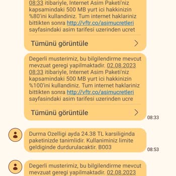 Vodafone Haksız Tarife Aşım Ücreti