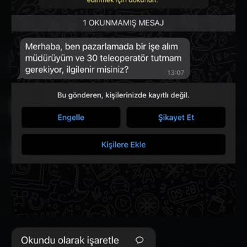 WhatsApp Yabancı Numaradan Mesaj