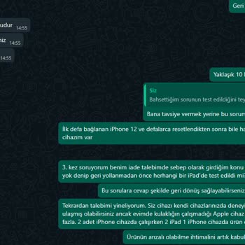 Sanal İletişim Teknoloji Arızalı Ürün İade Ve Canlı Destek Şikayeti