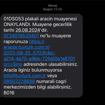 TÜVTÜRK Bana Ast Olmayan Araç İçin Mesaj Geldi