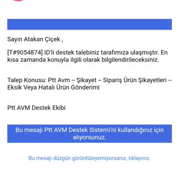 Epttavm Eksik Ürünün 30 Gün Boyunca Gönderilmemesi