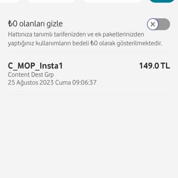 Vodafone C_MOP_Insta1 Üyeliğin İptal Edilmesi