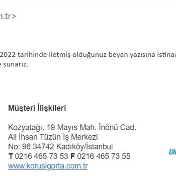 Koru Sigorta Haksız Alınan Ekspertiz Bedelini İade Etmiyor