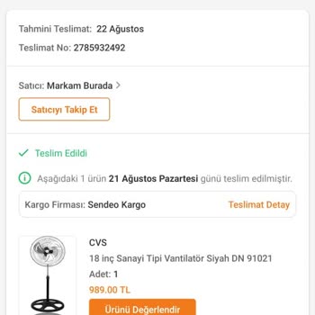Markamburada.com Parasını Verdiğimiz Vantilatörü Teslim Etmiyorlar!