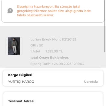 Ozdilekteyim.com Ozdilekteyim Tarafından Ürünün İptal Edilmesi