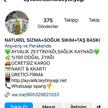 Ayvalik.sizma.zeytinyagi (Instagram) Sahte Zeytin Yağı... Ayvalık. Sizma. Zeytinyağı Instagram Hesap Adı.