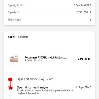 Vodafone Ürünüm Halen Kargoya Verilmedi
