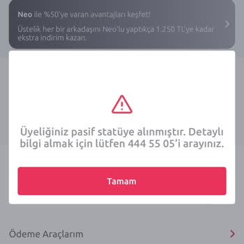 Tiktak Üyelik Pasif Statüye Alınması