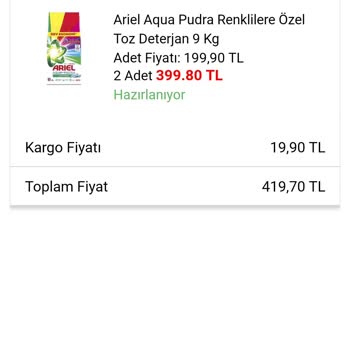 A101 Kargom Hazırlanıyor Şeklinde Görünüyor