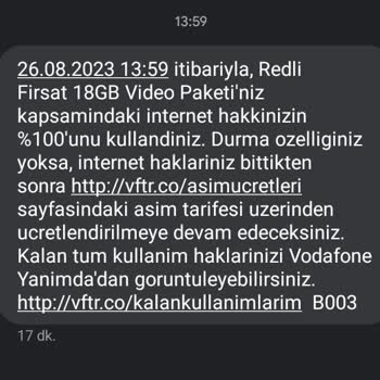Vodafone İnternet Paketim Kendiliğinden Bitti