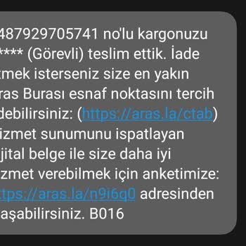 Aras Kargo Gönderim Bana Teslim Edilmedi Ve Kayıp