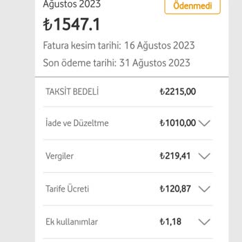 Vodafone'dan Aldığım Telefon Faturama Yansıtılan Ücret!