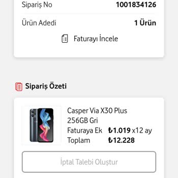 Vodafone'dan Aldığım Telefon Faturama Yansıtılan Ücret!