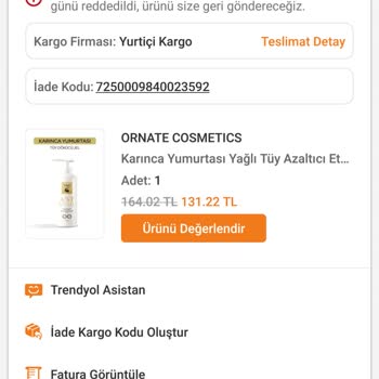Ornate Cosmetics Gönderdiğim Ürün İadesi Yapılmadı