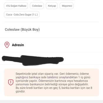 Popeyes Sipariş İptali Ve Ücret İade Edilmemesi