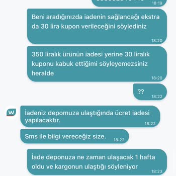 Watsons Tan İade Ücretimi Bekliyorum