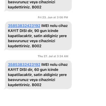 BTK (Bilgi Teknolojileri ve İletişim Kurumu) Yasal Uyarı Mesajı