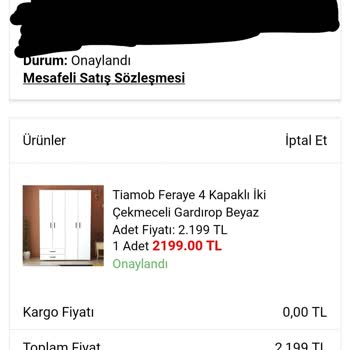 A101 Tiamob Dolap Siparişi 21 Günde Elime Ulaşmadı.