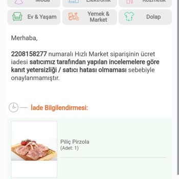 Trendyol Hızlı Market Trendyol Bozuk Ürünü Kabul Etmiyor Ve Tüketmemiz Gerektiğini İletiyor.