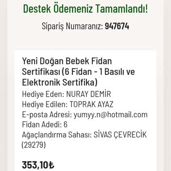 Tema Vakfı Tema Fidan Bağışı