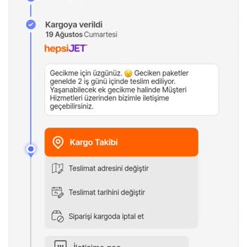 hepsiJET Kargom 1 Haftadır Hala Teslim Edilmedi.