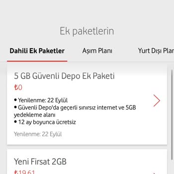 Vodafone Ek Paket İptal