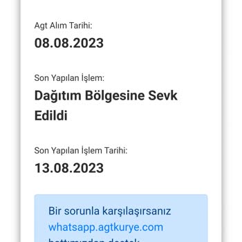 AGT Kurye (aynigunteslim.com) Teslimatım 2 Haftadır Dağıtım Bölgesine Sevk Edilemedi