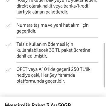 Vodafone Her Şey Yanımda Mevsimlik Pakette Almam Geren 250 Lik Hediye Çekini İstiyorum