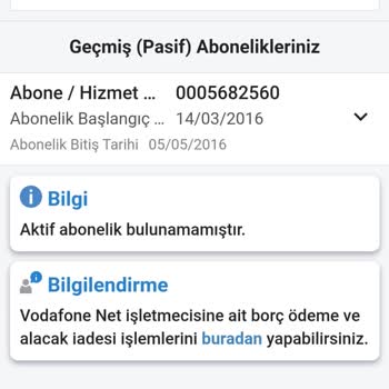 Vodafone Net Olmayan Borç Kaydı