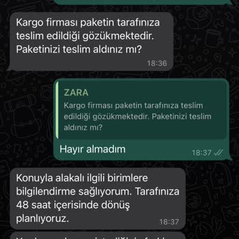 Zara Online Teslimat Sorunu Ve İletişimsizlikleri