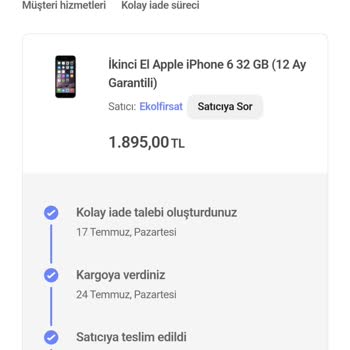 Hepsiburada Uygulaması Üzerinden İphone 6s Aldım Servise Gitti Gelmedi
