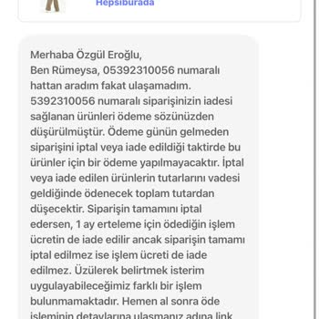 Hepsiburada İadede Ücret İade Sorunu
