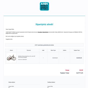 A101.com Ücret İadesini Yapmıyor