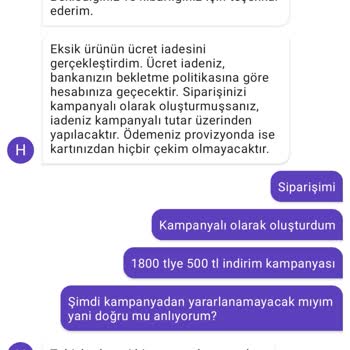 Getir Eksik Sipariş Sonrası Eksik İade