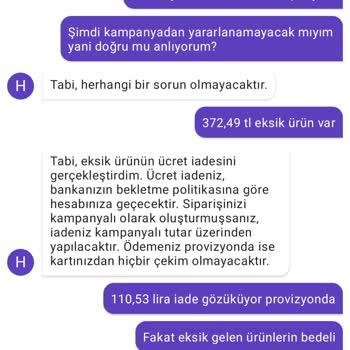 Getir Eksik Sipariş Sonrası Eksik İade