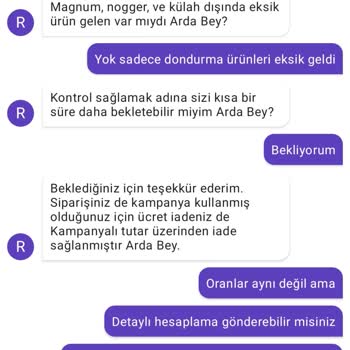 Getir Eksik Sipariş Sonrası Eksik İade