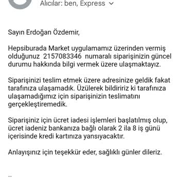 istegelsin Teslim Edilmeyen Ürün