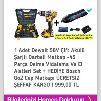 Trendpazarhirdavat.com.tr Dewalt Şarjlı Matkap İptal Edilemiyor.
