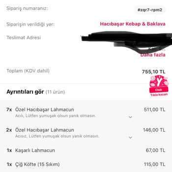 Hacıbaşar Kebap Eksik Sipariş Teslimatı
