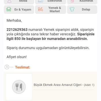Trendyol Yemek Kafasına Göre Siparişimi İptal Etmiş