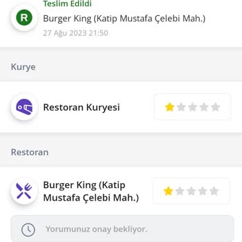 Burger King Teslim Edilmeyen Sipariş