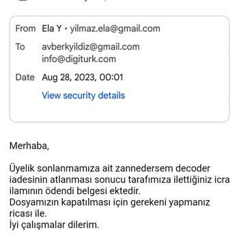 Digiturk Görünümlü Alacak İçin Yaptığım EFT Ve Mail Geri Dönüyor!