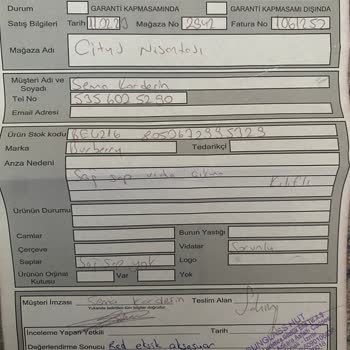 City's Nişantaşı Sunglass Hut-burberry Gözlük Değişim Sorunu