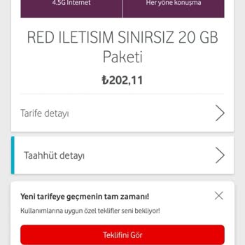 Vodafone Başvurulan Tarifeye Geçirilmemek