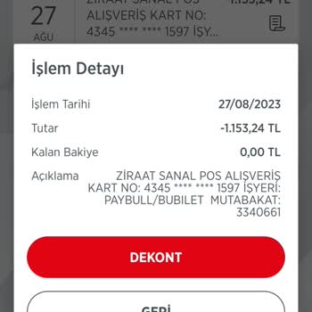Bubilet Kartımdan Fazla Para Çekildi