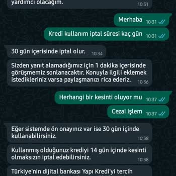 Yapı Kredi Bankası Kredi İptal Cezai İşlem Uygulaması