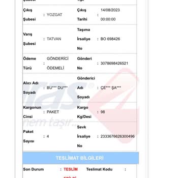 Aras Kargo Teslimat Sorunu Yaşıyorum.